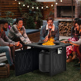 Costway | 32 Inch Propane Fire Pit Table Square Tabletop with Lava Rocks Cover 50000 BTU