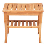 Costway | Bathroom Bamboo Shower Chair Bench with Storage Shelf