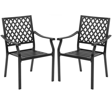 Costway | 3 Pieces Patio Dining Set Stackable Chairs Armrest Table with Umbrella Hole
