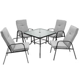 Costway | 35 Inch Patio Dining Square Tempered Glass Table with Umbrella Hole