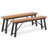 Costway | Outdoor Dining Table and Bench Set with Acacia Wood Top for Yard Garden Poolside