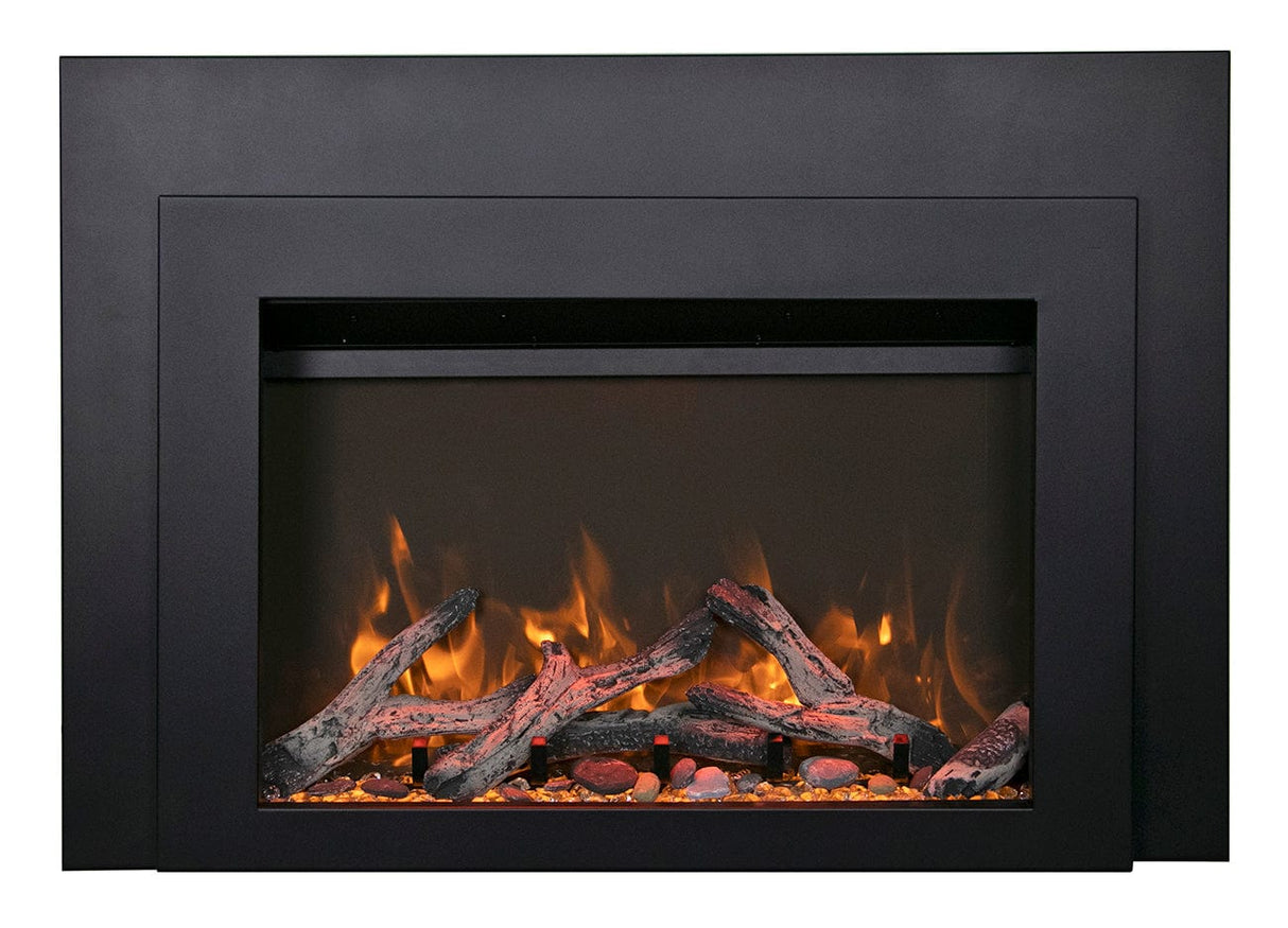 Sierra Flame | 34" Electric Fireplace Insert with Black Steel Surround INS-FM-34