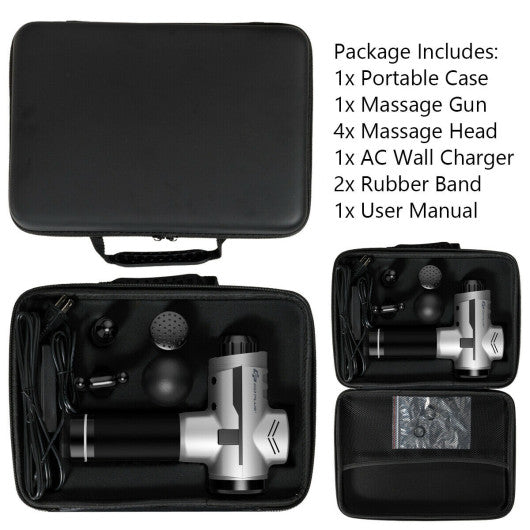 Costway | Powerful Handheld Rechargeable Deep Muscle Massager Gun with 4 Massage Heads