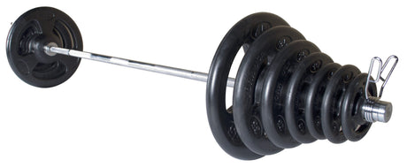 York Barbell | Iso-Grip Rubber-Encased Steel Olympic Weight Plate & Barbell Set
