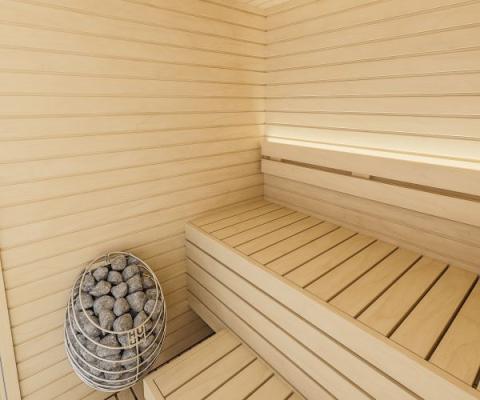 Auroom | Cala Glass 2-4 Person Traditional Indoor Sauna