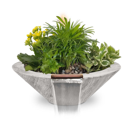 The Outdoor Plus Cazo Planter and Water Bowl - Woodgrain Concrete