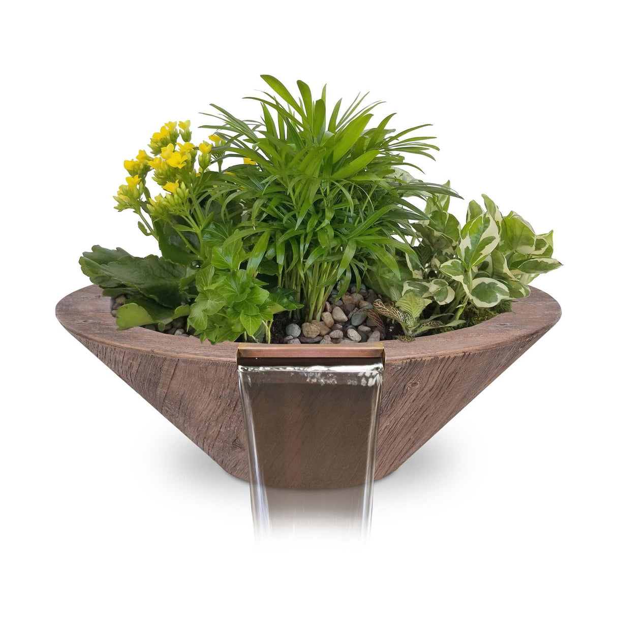The Outdoor Plus Cazo Planter and Water Bowl - Woodgrain Concrete