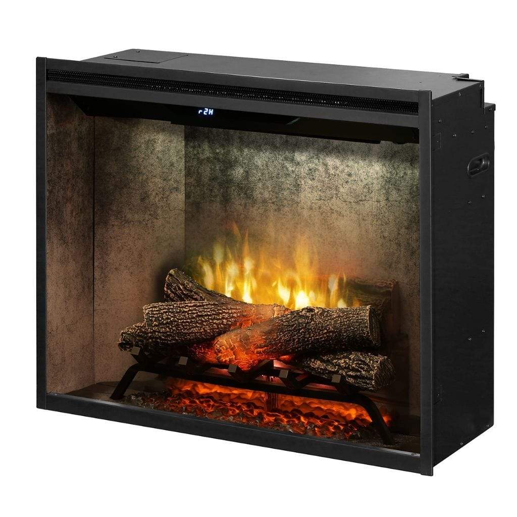 Dimplex | Revillusion 30" Weathered Concrete Built-in Electric Firebox With Glass Pane and Plug Kit