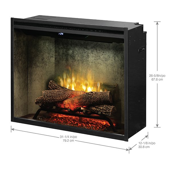 Dimplex | Revillusion 30" Weathered Concrete Built-in Electric Firebox With Glass Pane and Plug Kit