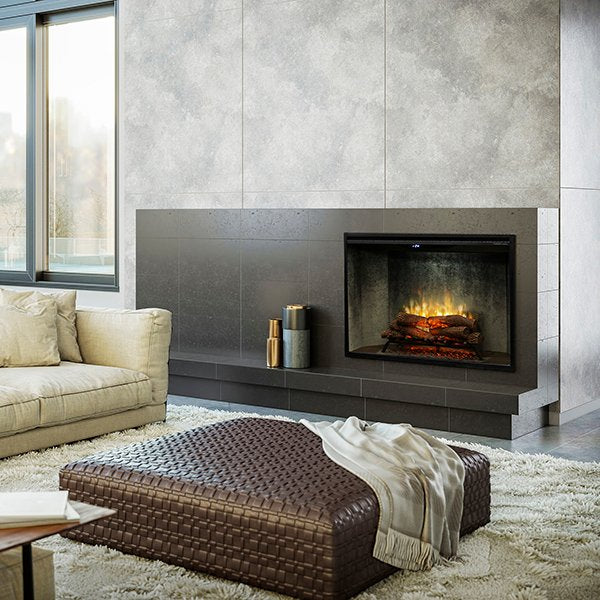 Dimplex | Revillusion 42" Weathered Concrete Built-in Electric Firebox With Glass Pane and Plug Kit