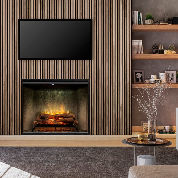 Dimplex | Revillusion Portrait 36" Weathered Concrete Built-in Electric Firebox With Glass Pane and Plug Kit