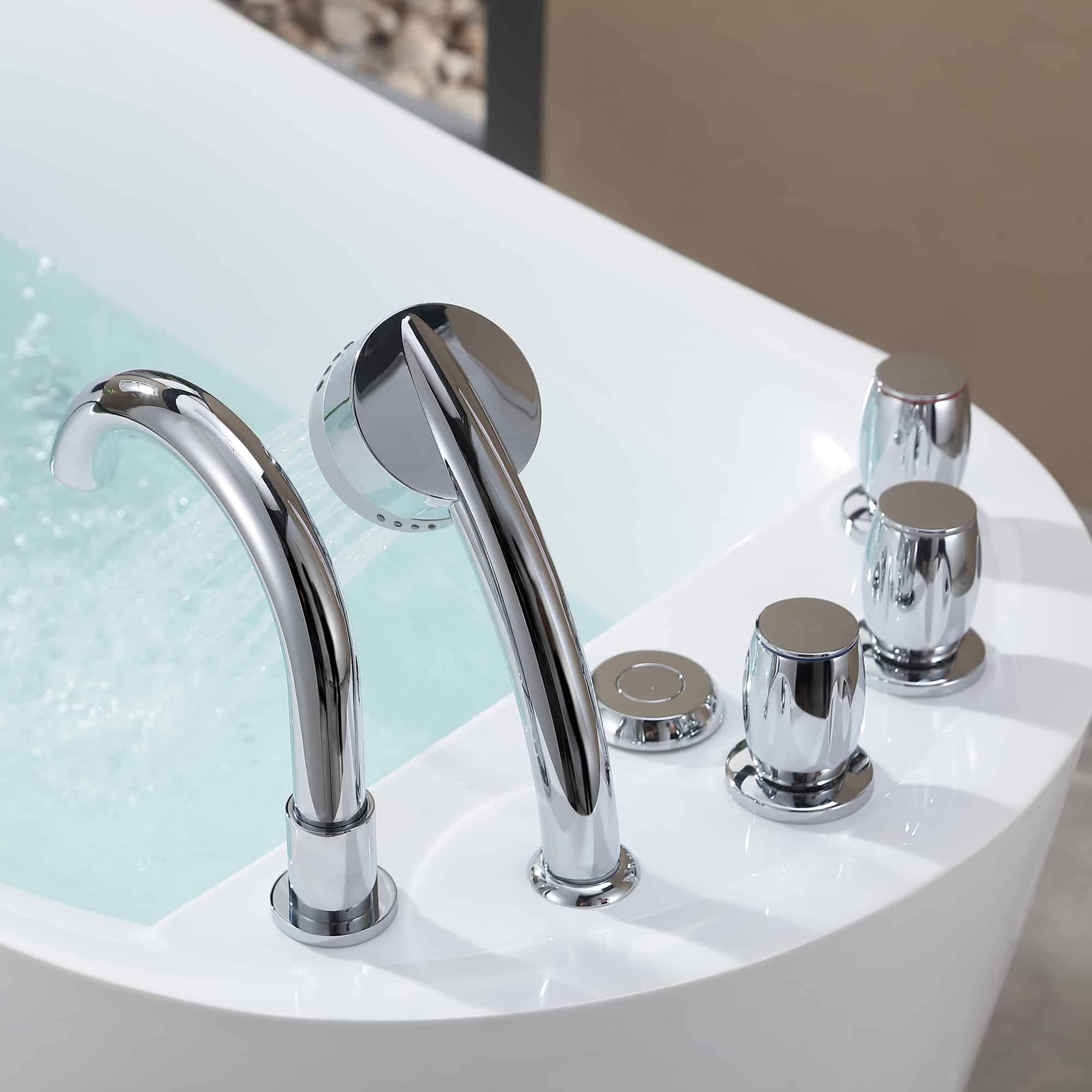 Empava | 59AIS04 59 in. Acrylic Oval Whirlpool Freestanding Bathtub