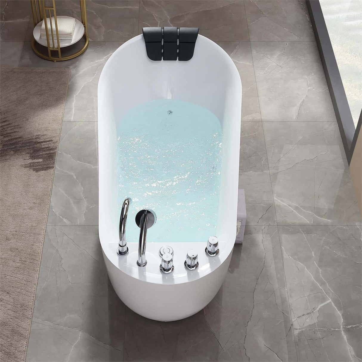 Empava | 59AIS04 59 in. Acrylic Oval Whirlpool Freestanding Bathtub