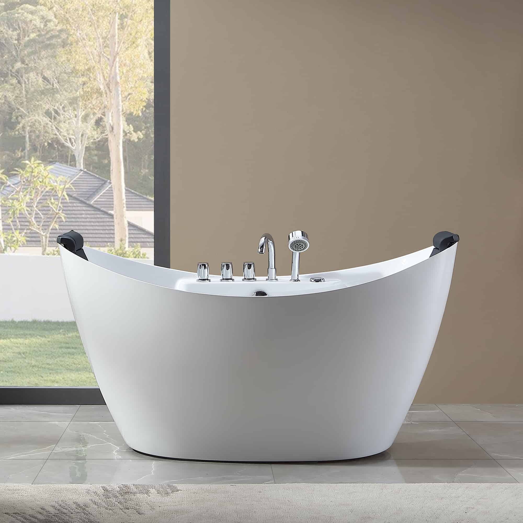 Empava | 59AIS11 59 in. Whirlpool Freestanding Acrylic Bathtub