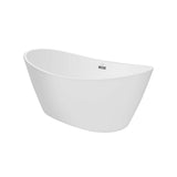 Empava-59FT1518LED freestanding acrylic soaking oval modern white bathtub with LED Lights over flow