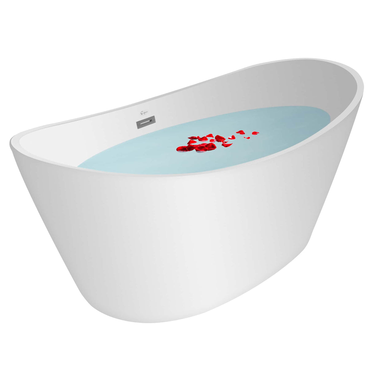 Empava-67FT1518 luxury freestanding acrylic soaking oval modern double-ended bathtub with water and petal