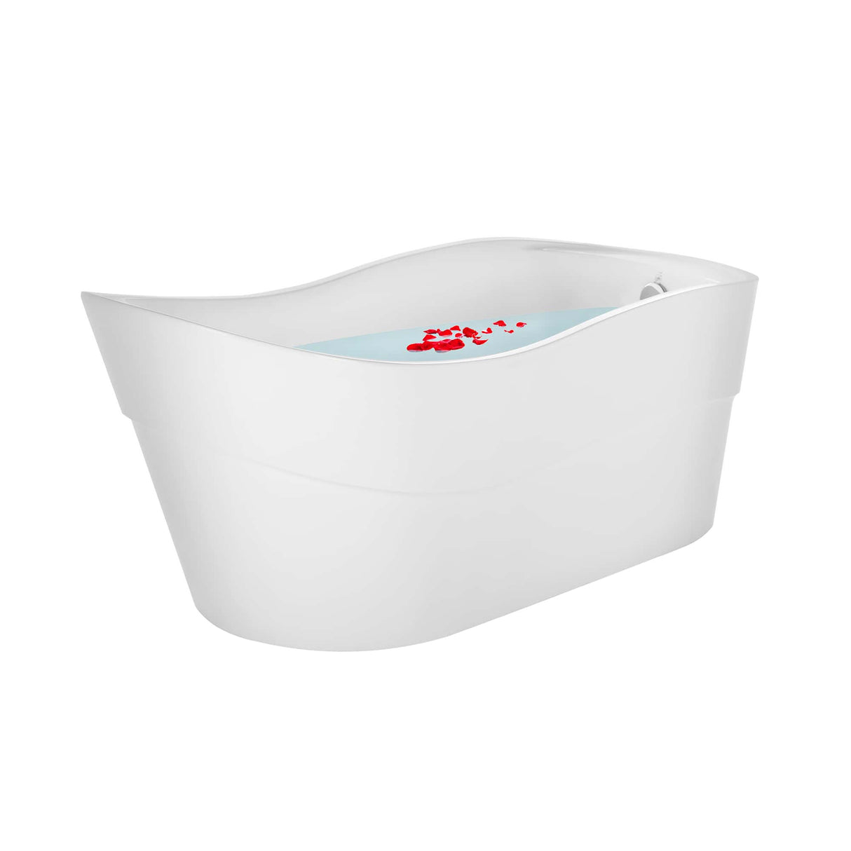 Empava-67FT1527 luxury freestanding acrylic soaking oval modern white SPA single-ended curved bathtub