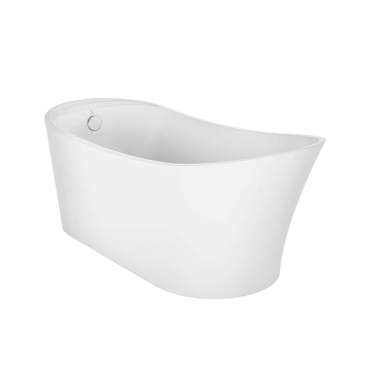 Empava-67FT1528 luxury freestanding acrylic soaking oval modern white SPA single-ended bathtub over flow