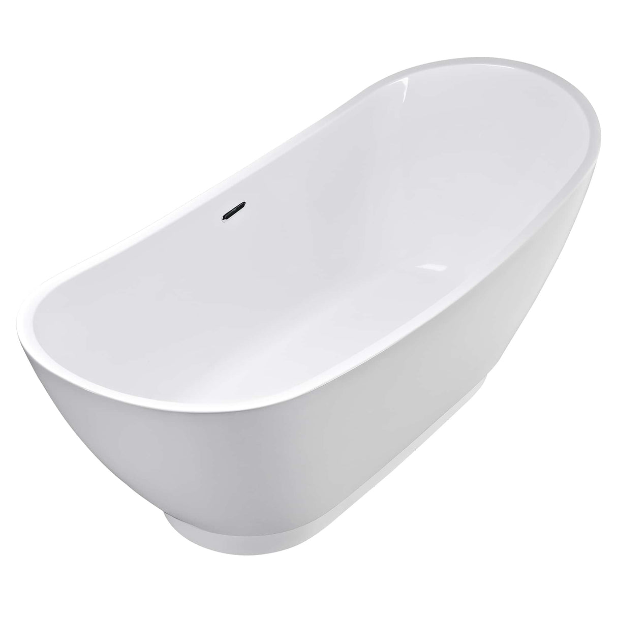 Empava-69FT1603 luxury freestanding acrylic soaking oval modern white SPA double-ended bathtub over flow