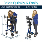 Upright Rollator - Walker with Foldable Transport Seat
