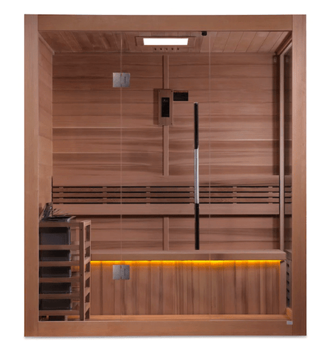 Golden Designs | "Forssa Edition" 3-4 Person Indoor Traditional Steam Sauna (GDI-7203-01) - Canadian Red Cedar Interior