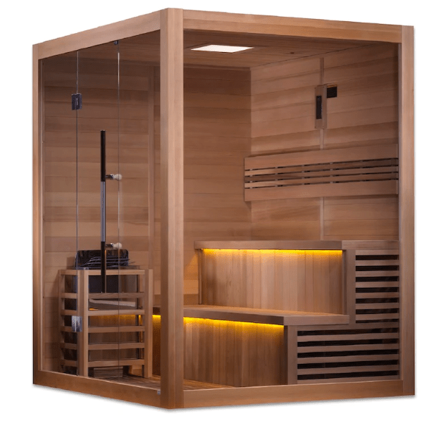 Golden Designs | "Kuusamo Edition" 6-Person Indoor Traditional Steam Sauna (GDI-7206-01) - Canadian Red Cedar Interior