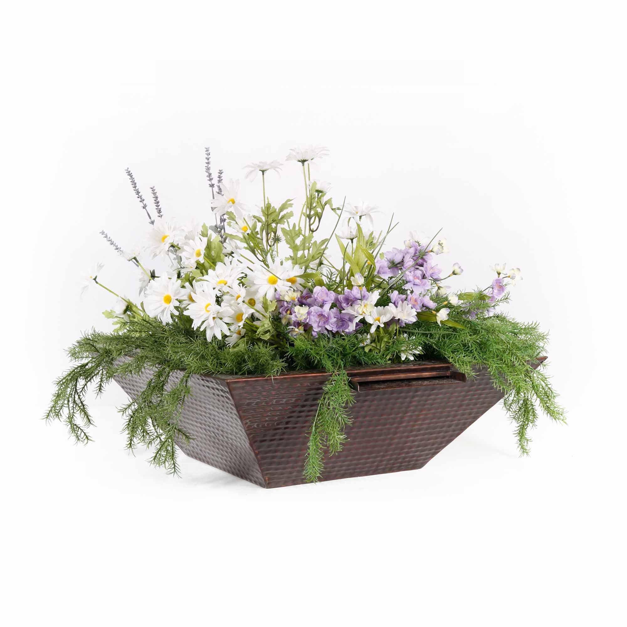 The Outdoor Plus Maya Planter and Water Bowl - Hammered Copper