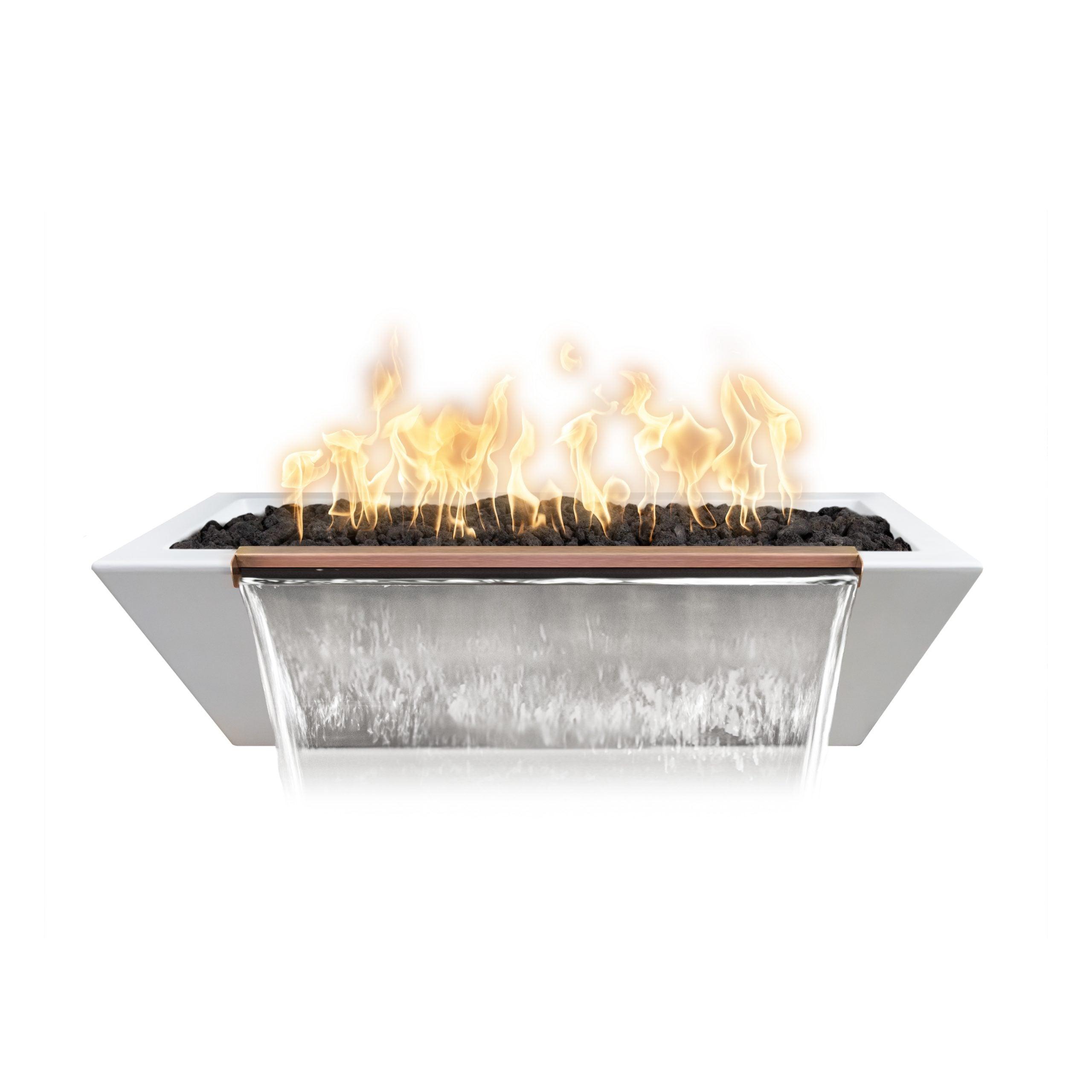 The Outdoor Plus Maya Linear Concrete Fire and Water Bowl 48"