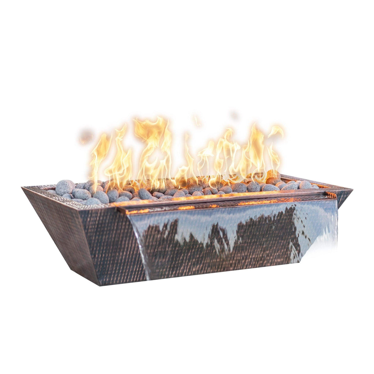 The Outdoor Plus Maya Linear Copper Fire and Water Bowls 48"
