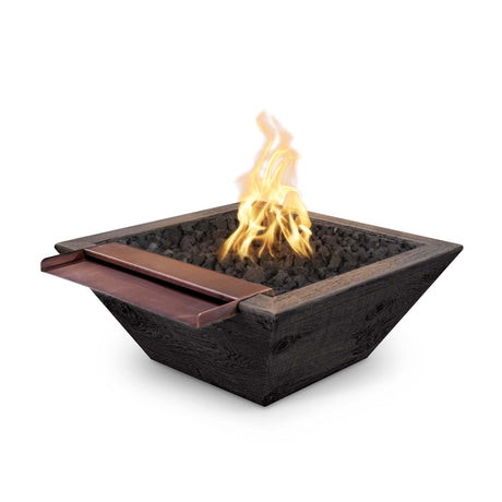 The Outdoor Plus Maya Woodgrain Concrete Fire & Water Bowl - Wide Spill
