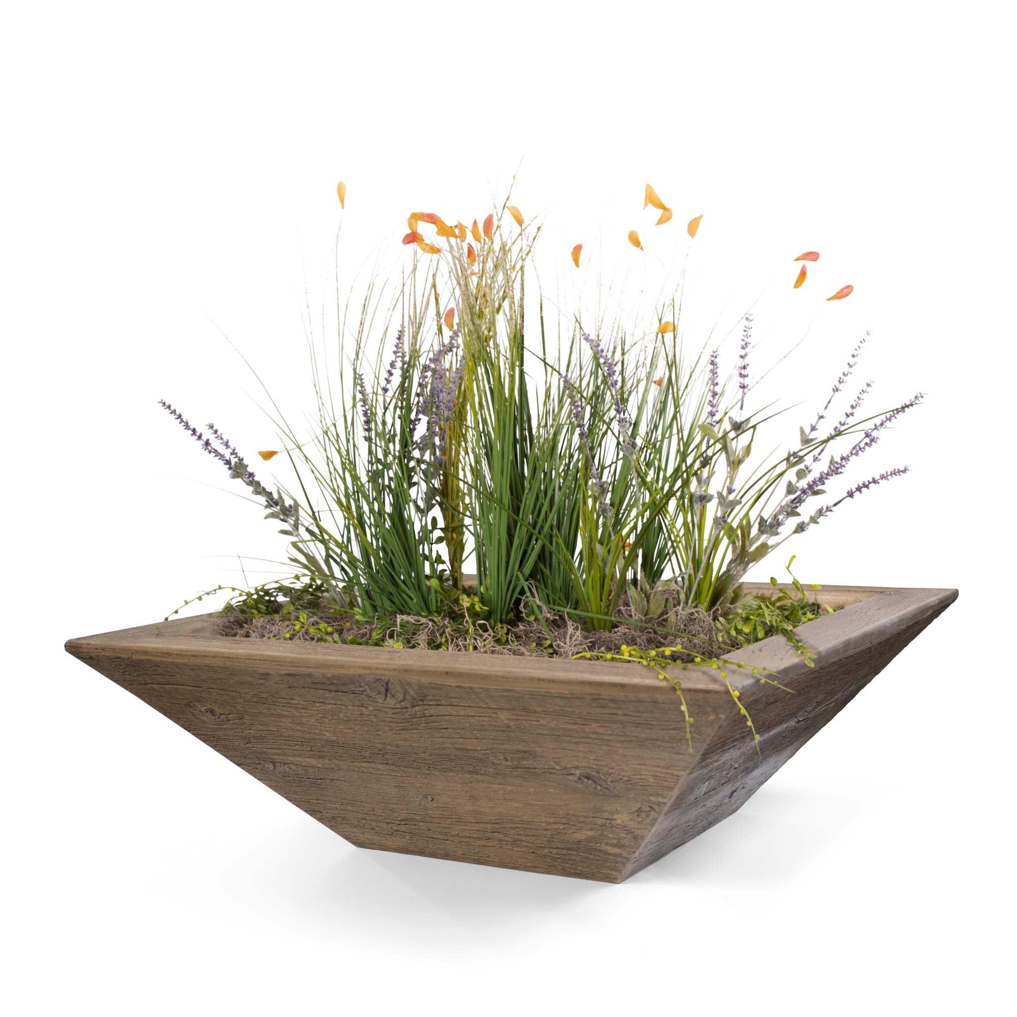The Outdoor Plus Maya Planter Bowl - Woodgrain Concrete