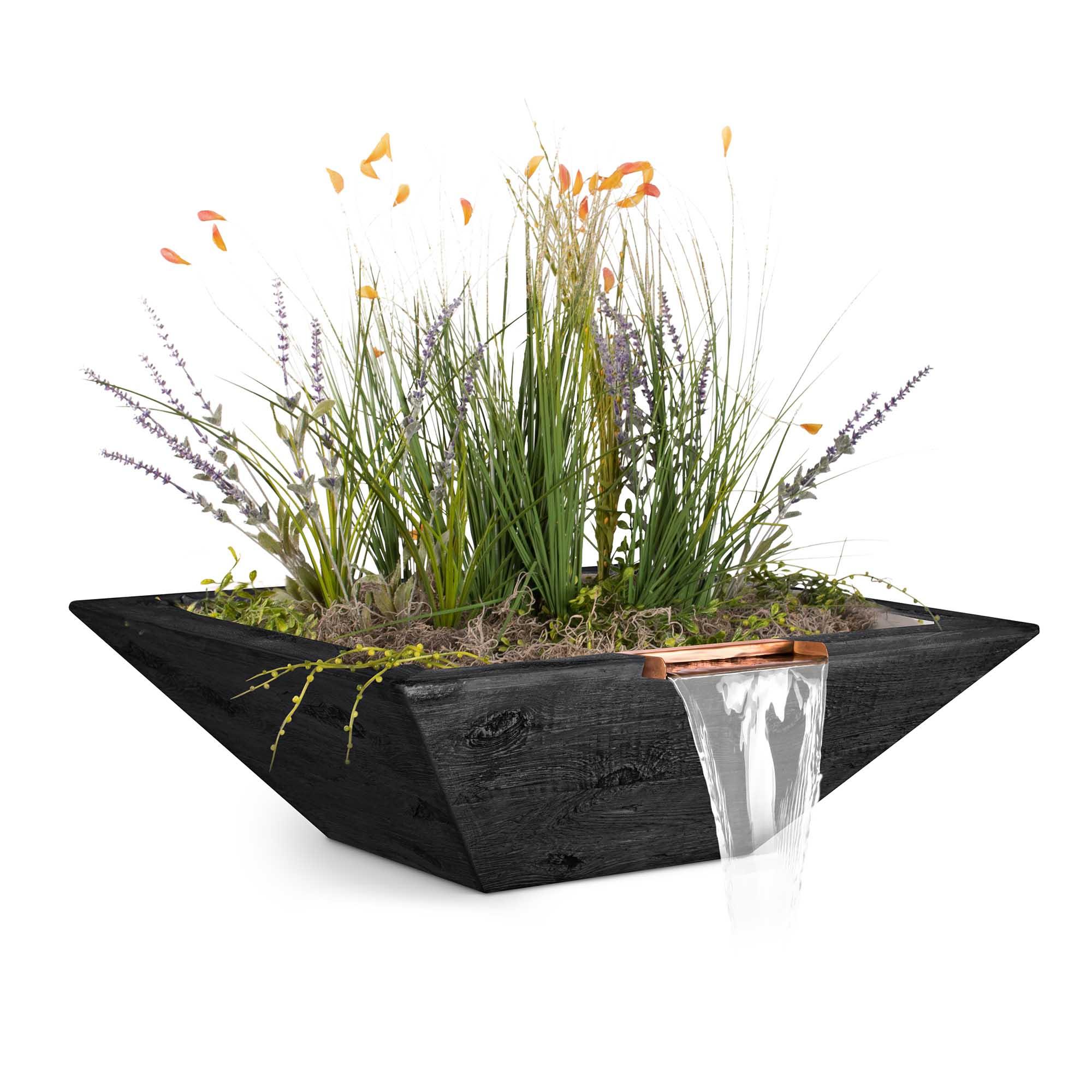The Outdoor Plus Maya Planter and Water Bowl - Woodgrain Concrete