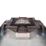 The Outdoor Plus 60" Square Olympian Fire and Water Fountain - 4 Way Spill