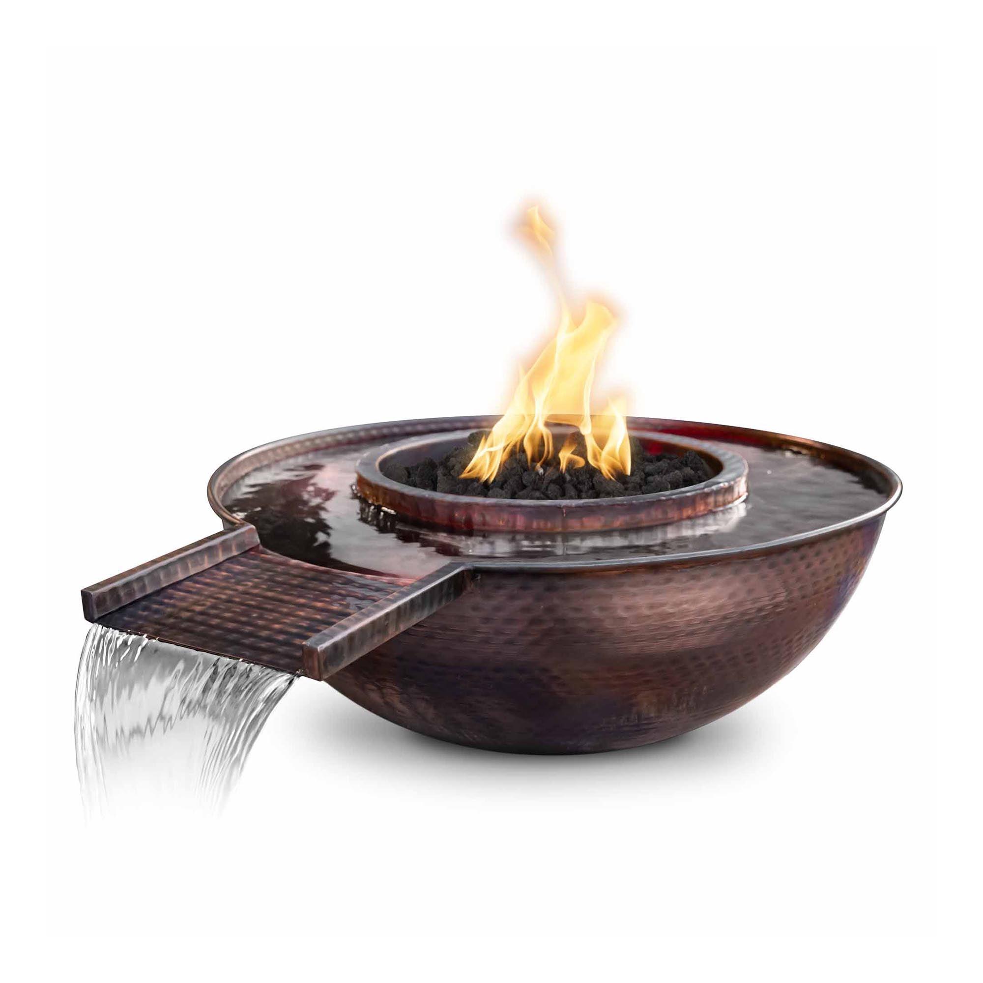 The Outdoor Plus Sedona Copper Fire and Water Bowls - Gravity Spill - 27"
