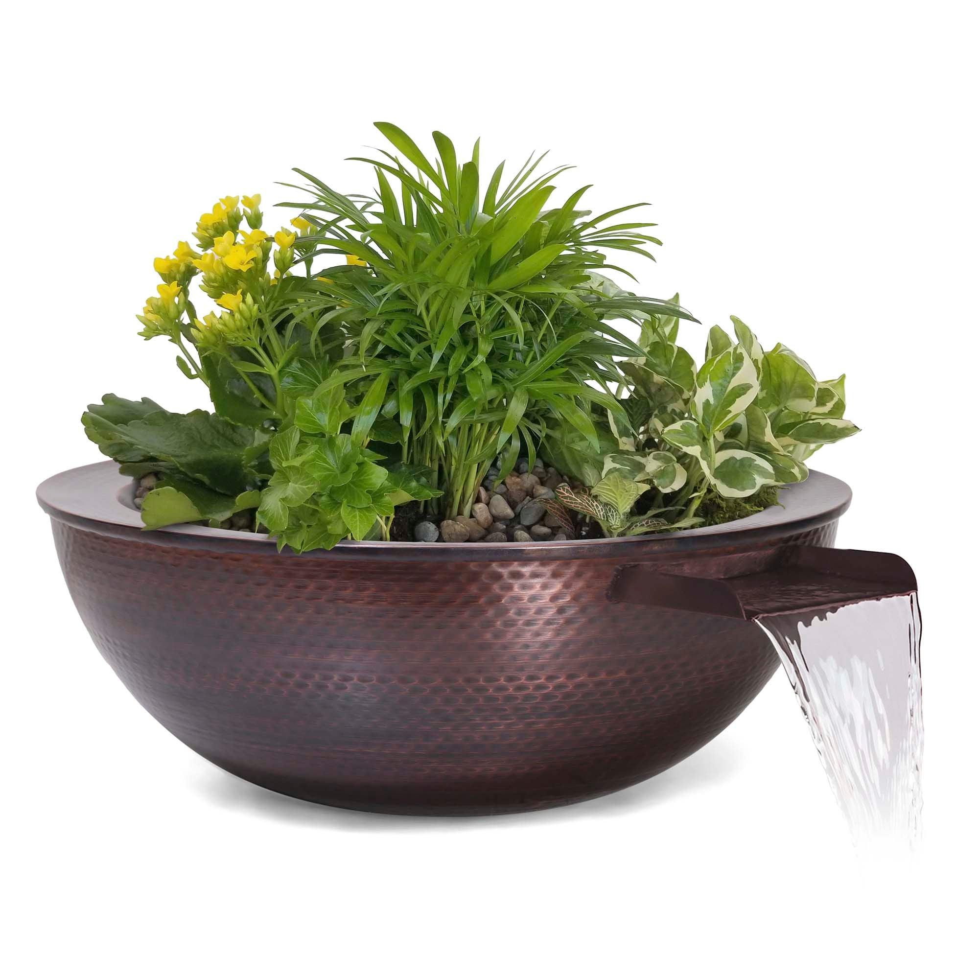 The Outdoor Plus Sedona Planter and Water Bowl - Hammered Copper