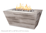 The Outdoor Plus Plymouth Rectangular Wood Grain Concrete Fire Pit
