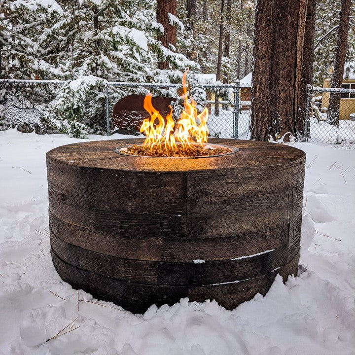 The Outdoor Plus Sequoia Wood Grain Concrete Fire Pit