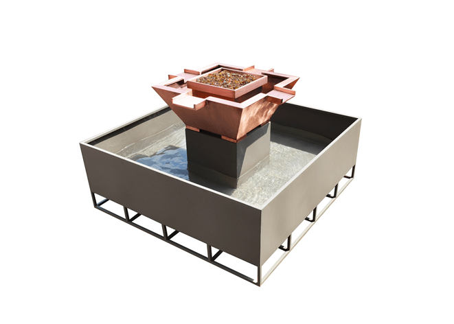 The Outdoor Plus Olympian Square 4-Way Copper Fire & Water Bowl