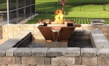 The Outdoor Plus Olympian Square 4-Way Copper Fire & Water Bowl