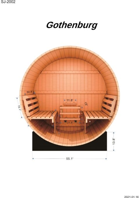 Golden Designs | Gothenberg Edition 2 Person Traditional Barrel Steam Sauna - Canadian Red Cedar