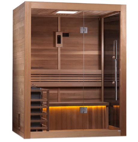 Golden Designs | "Hanko Edition" 2-Person Indoor Traditional Steam Sauna (GDI-7202-01) - Canadian Red Cedar Interior