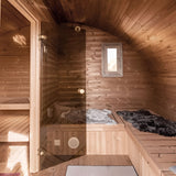 SaunaLife 8 Person Outdoor HobHouse Barrel Sauna W/ Changing Room | G11