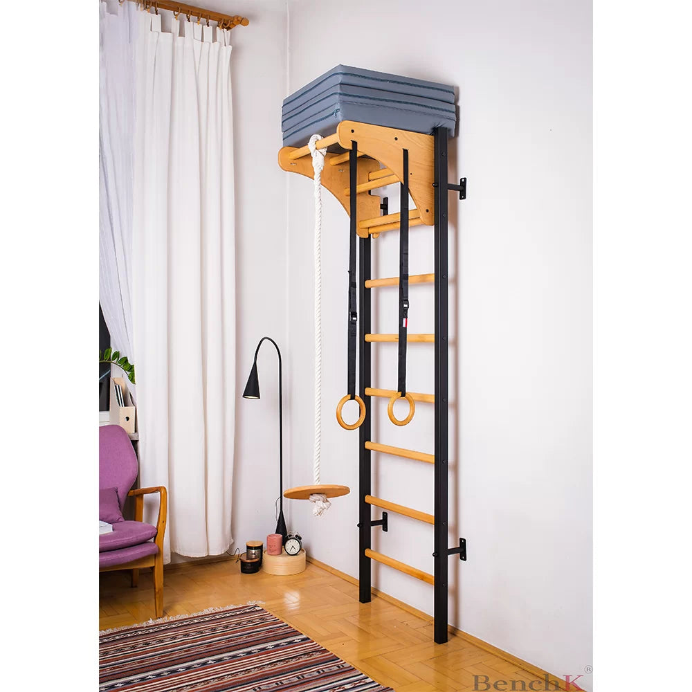 BenchK 221-A076 Basic Wall Bar Home Gym with Gymnastics Accessories